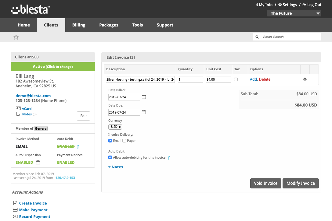 Modifying an Invoice