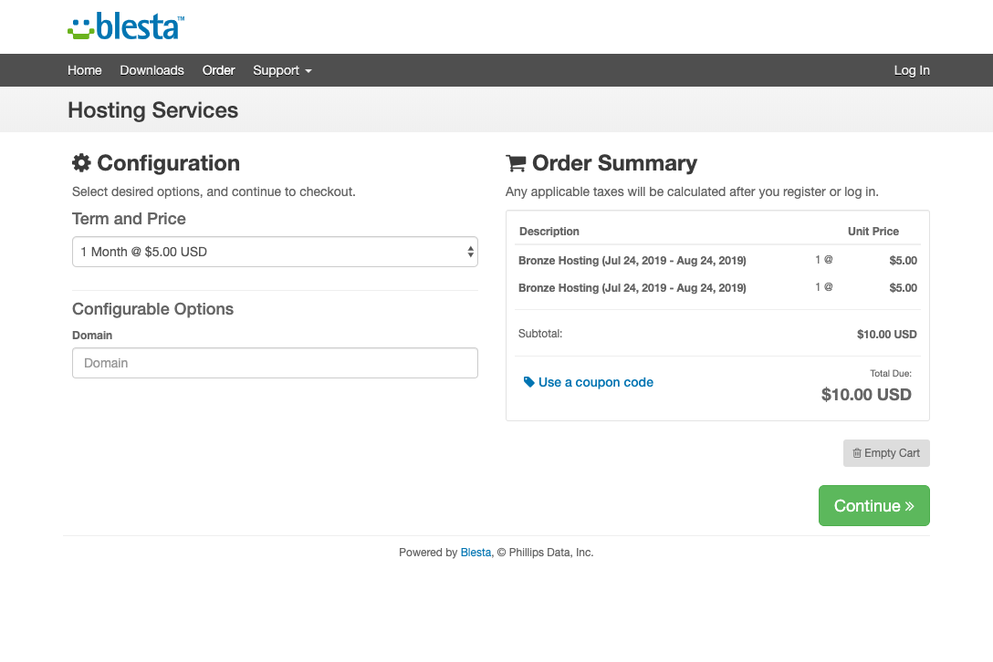 Order Summary as a Client