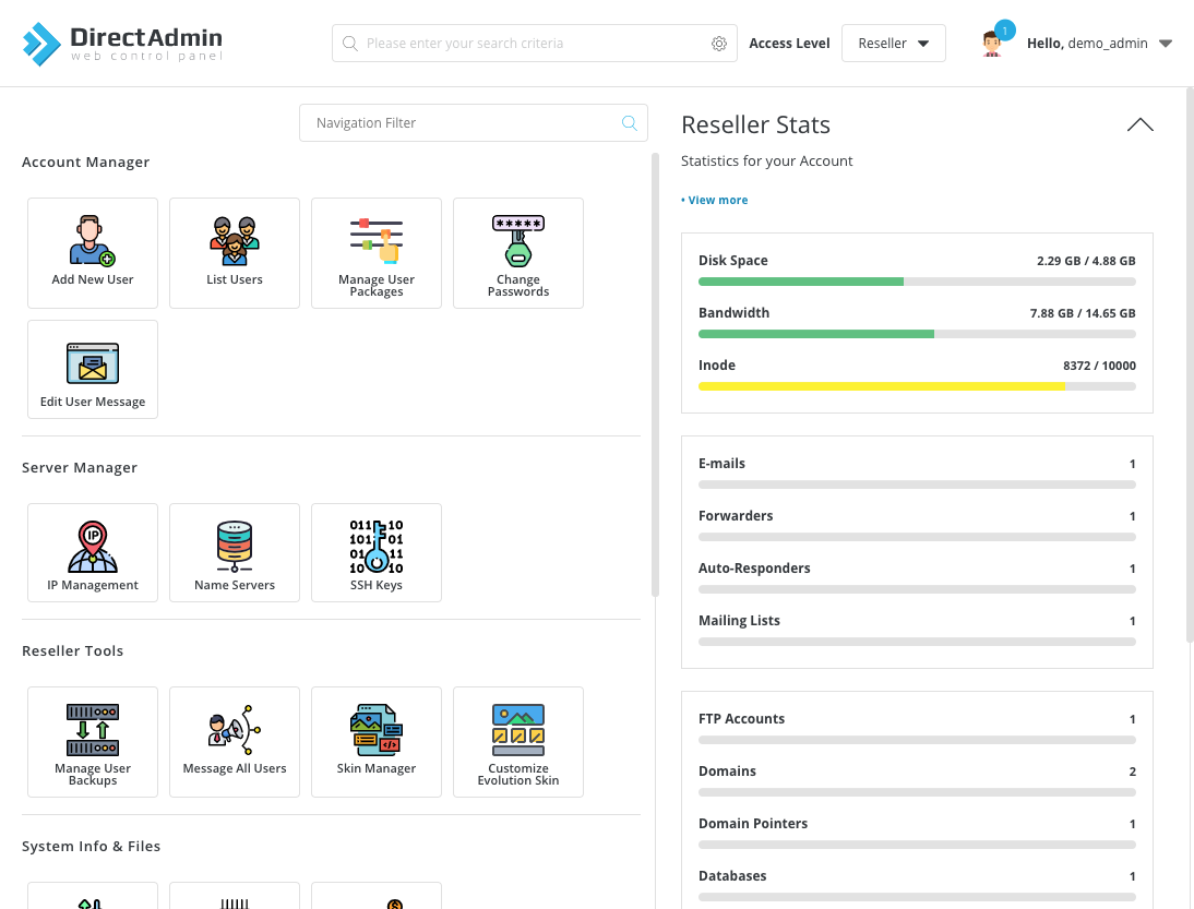 Default Reseller Dashboard